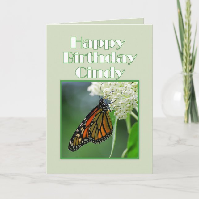 Tarjeta Feliz cumpleaños Cindy Monarch Butterfly (Anverso)