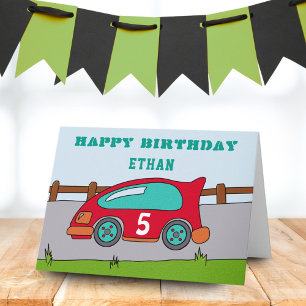 Tarjeta Feliz Cumpleaños Coche de Carreras