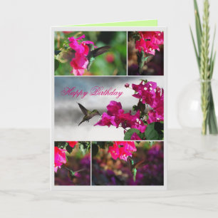 Tarjeta Felíz cumpleaños, colibrí caribe con sabor verde