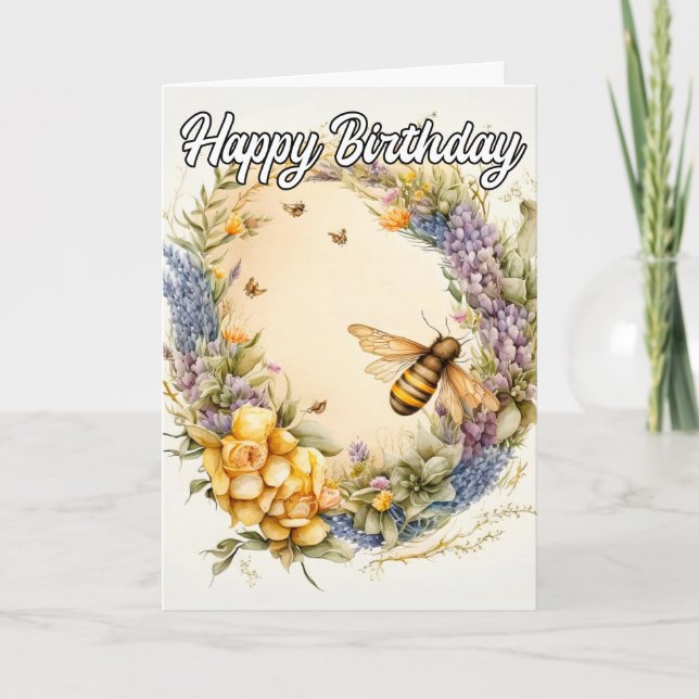 Tarjeta Feliz Cumpleaños | Collage de Abejorro de Primaver (Anverso)