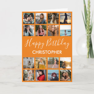 Tarjeta Feliz cumpleaños Collage de fotos 16 Naranja de fo