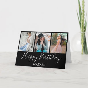 Tarjeta Feliz cumpleaños, Collage de fotos blanco y negro 