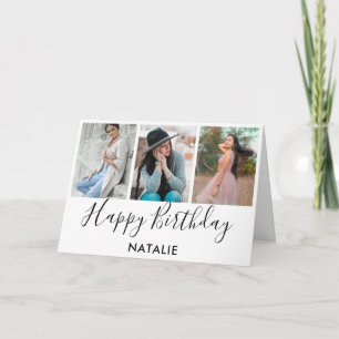 Tarjeta Feliz cumpleaños, Collage de fotos blanco y negro 