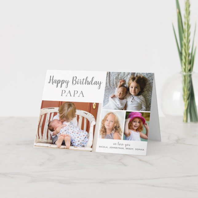 Tarjeta Feliz cumpleaños Collage de fotos PAPA (Anverso)