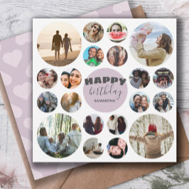 Tarjeta Feliz cumpleaños, Collage de fotos rosa moderno 20