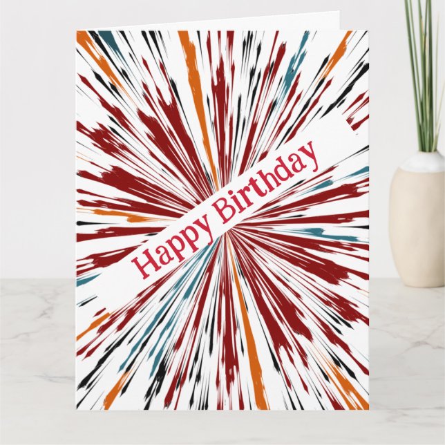 Tarjeta Feliz cumpleaños, colores explosivos (Anverso)