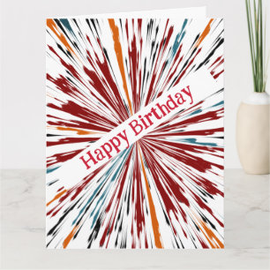 Tarjeta Feliz cumpleaños, colores explosivos