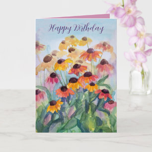 Tarjeta Feliz Cumpleaños Coloridas Flores Silvestres Conef