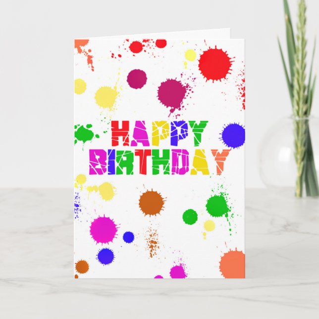 Tarjeta Feliz cumpleaños colorido (Anverso)