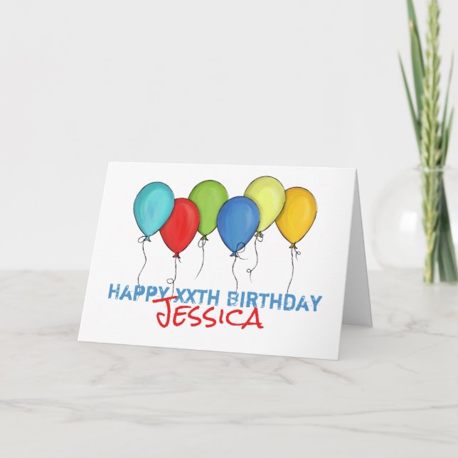Tarjeta Feliz cumpleaños colorido globo arcoiris Confetti (Anverso)