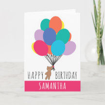 Feliz cumpleaños, colorido globo Teddy Bear Name