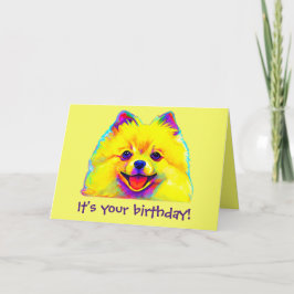 Tarjeta Feliz cumpleaños colorido Pomeranian