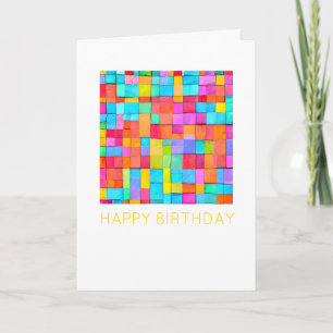 Tarjeta FELIZ CUMPLEAÑOS Colorido Resumen Diversión artíst