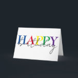Tarjeta Feliz cumpleaños colorido simple<br><div class="desc">Este diseño se puede personalizar eligiendo la opción Editar diseño. También puede transferir a otros artículos. Póngase en contacto conmigo en colorflowcreations@gmail.com o utilice la opción de chat en la parte superior de la página si desea tener este diseño en otro producto o necesita ayuda. Ver más de mis diseños...</div>