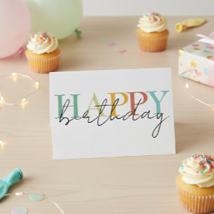 Tarjeta Feliz cumpleaños colorido simple
