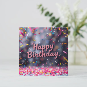 Tarjeta Feliz cumpleaños, coloridos pastelitos y dulces
