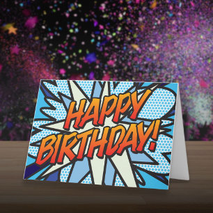 Tarjeta FELIZ CUMPLEAÑOS Comic Book Pop Art