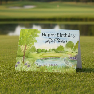 Tarjeta Feliz Cumpleaños Compañero de Vida Campo de Golf c