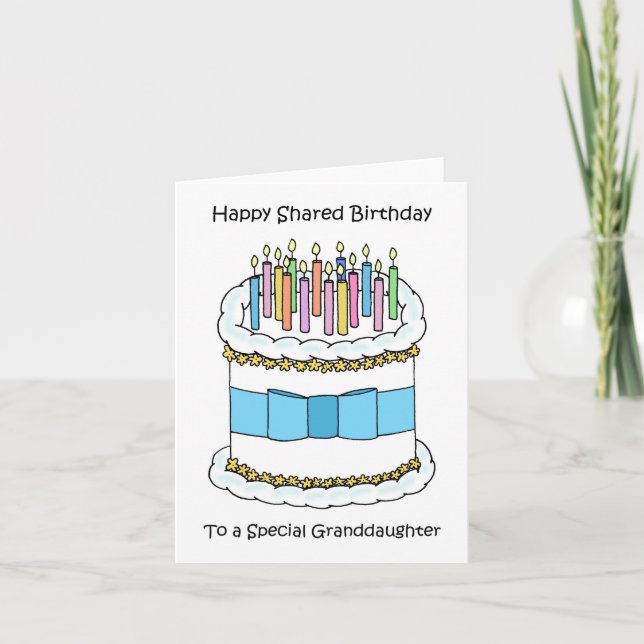 Tarjeta Feliz cumpleaños compartido a la nieta (Anverso)