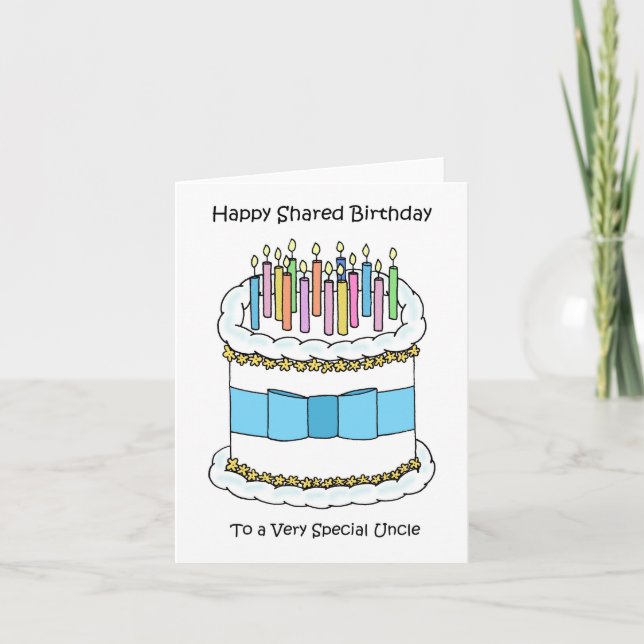 Tarjeta Feliz cumpleaños compartido para el tío (Anverso)