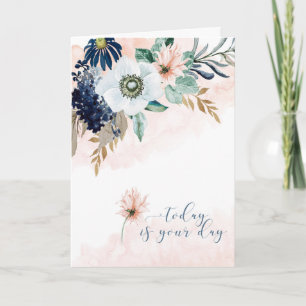 Tarjeta Feliz cumpleaños con acuarela floral