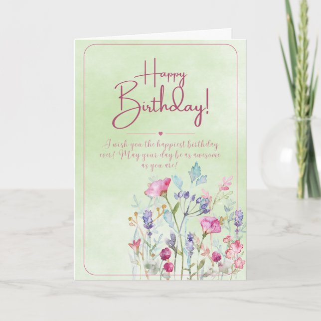 Tarjeta Feliz Cumpleaños Con Amapolas Rojas Cumpleaños (Anverso)