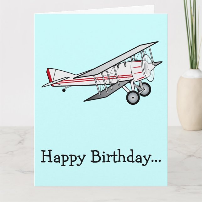 Tarjeta Feliz cumpleaños con avión desde toda la banda (Anverso)