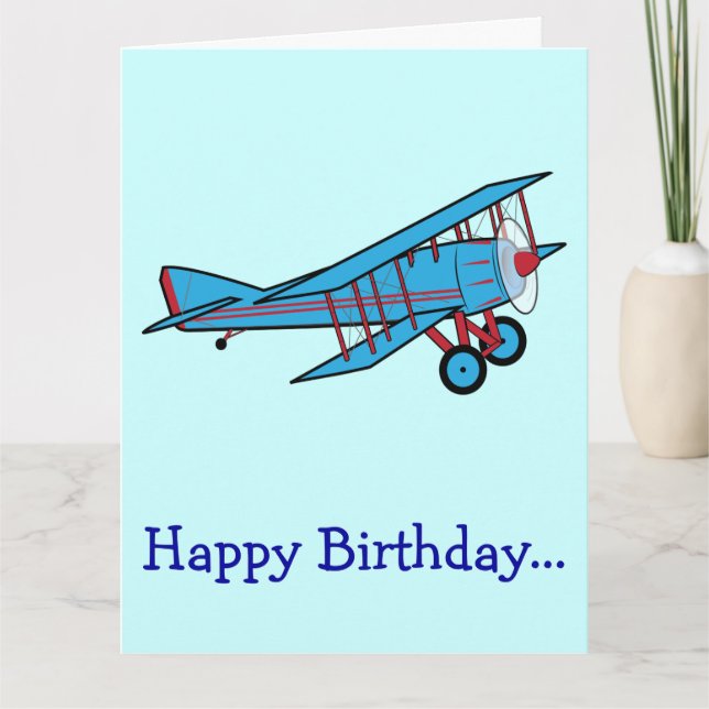 Tarjeta Feliz cumpleaños con avión desde toda la banda (Anverso)
