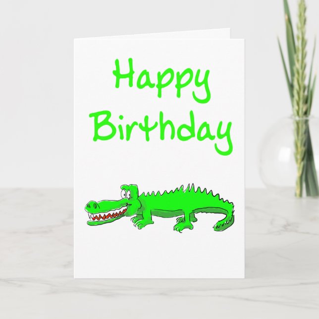Tarjeta Feliz cumpleaños con cocodrilo personalizado (Anverso)