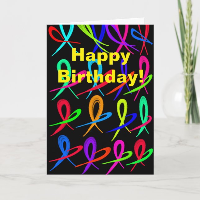 Tarjeta Feliz cumpleaños con corazones coloridos (Anverso)