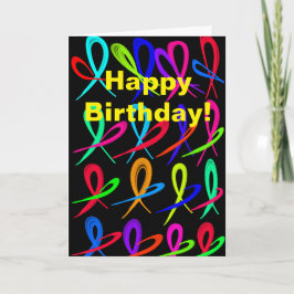 Tarjeta Feliz cumpleaños con corazones coloridos