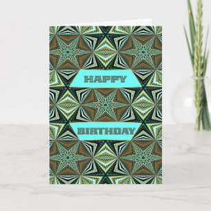 Tarjeta Feliz cumpleaños con diseño abstracto verde