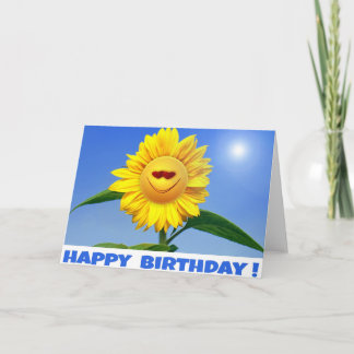 Tarjeta Feliz cumpleaños con divertida girasol