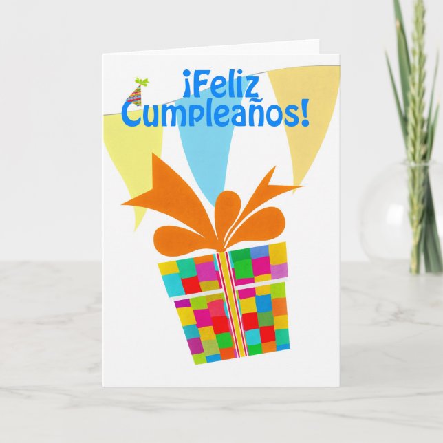 Tarjeta ¡Feliz Cumpleaños con el paquete del regalo, (Anverso)