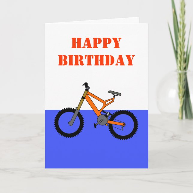Tarjeta Feliz cumpleaños con el pushbike de la bicicleta (Anverso)