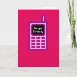 Tarjeta Feliz cumpleaños con el teléfono celular rosado