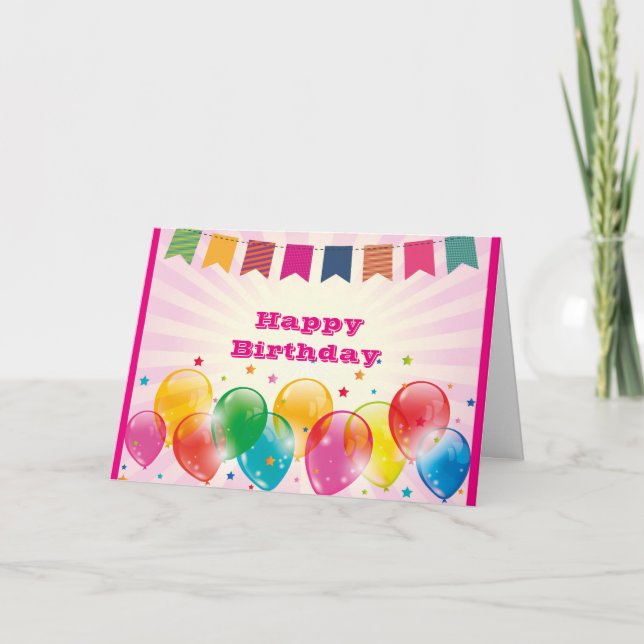 Tarjeta Feliz cumpleaños con globos (Anverso)