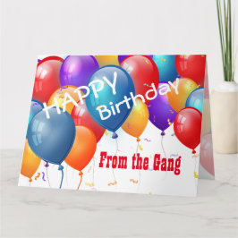 Tarjeta Feliz cumpleaños con globos de la pandilla