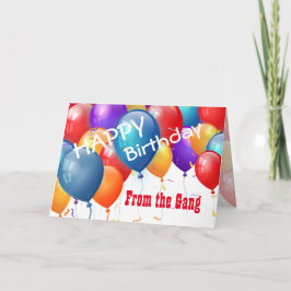 Tarjeta Feliz cumpleaños con globos de la pandilla