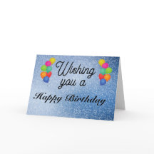 Feliz cumpleaños con globos y espárragos coloridos