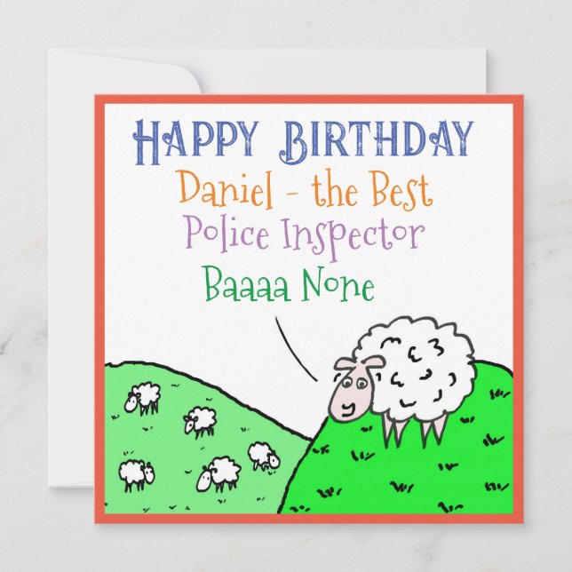 Tarjeta Feliz cumpleaños con Ilustracion de diseño de ovej (Anverso)