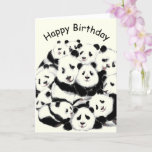 Tarjeta Feliz cumpleaños con la familia Panda Funny<br><div class="desc">Cartas de cumpleaños de la familia Pandas - Diseño de pintura MIGNED</div>