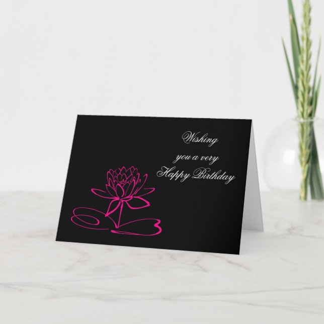 Tarjeta Feliz cumpleaños con la flor del loto (Anverso)