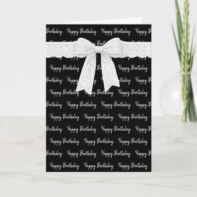 Tarjeta Feliz Cumpleaños Con Lazo Blanco (Anverso)