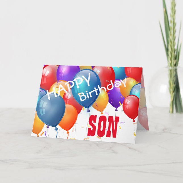 Tarjeta Feliz cumpleaños con los globos SON A01 (Anverso)