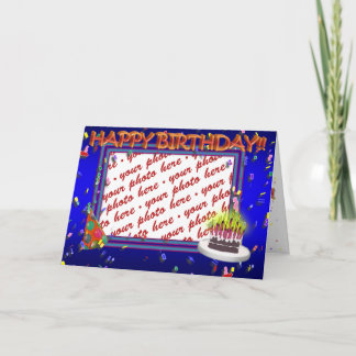 Tarjeta Feliz cumpleaños con marco fotográfico de Confetti