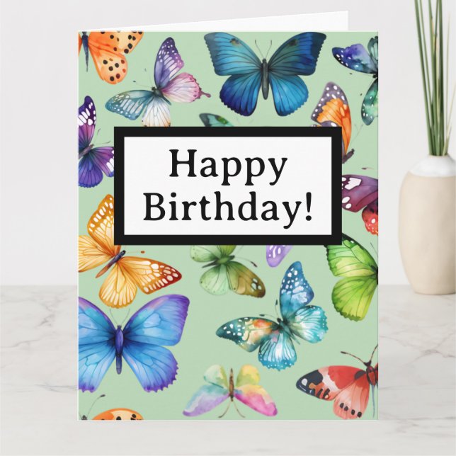 Tarjeta Feliz cumpleaños con mariposas (Anverso)