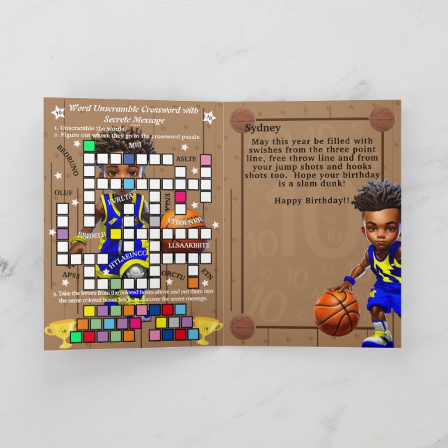 Tarjeta Feliz Cumpleaños con Mensaje Secreto de Baloncesto (Interior)