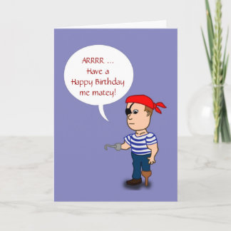 Tarjeta Feliz cumpleaños con pirata con pierna de peg agre