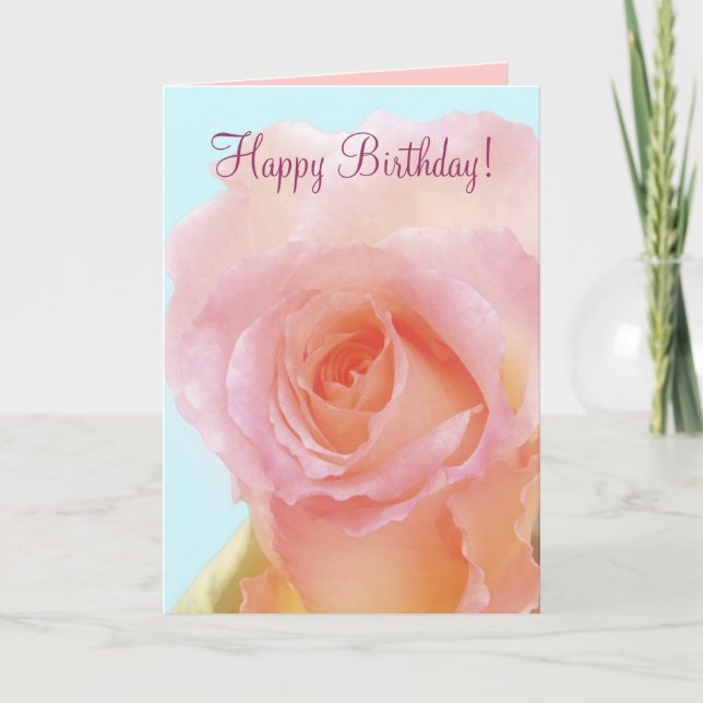Tarjeta Feliz cumpleaños con rosa (Anverso)